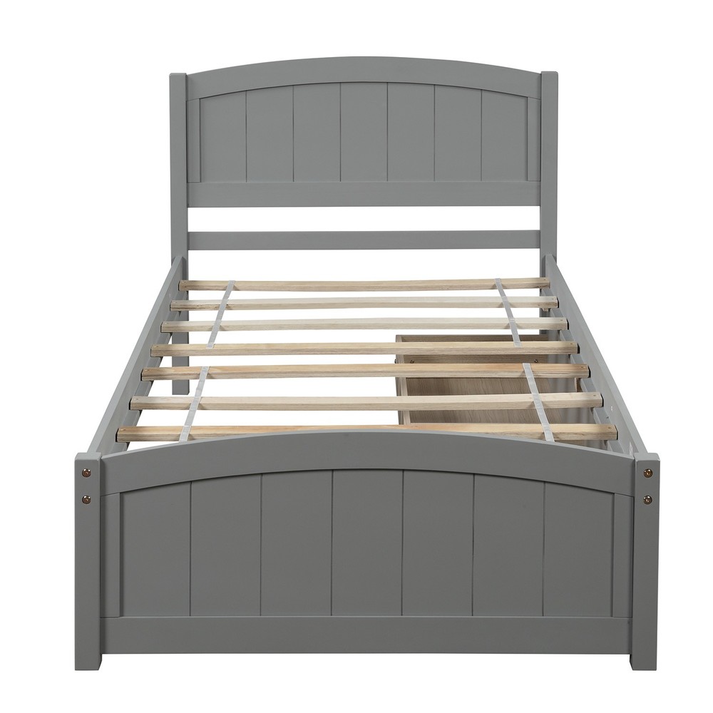 Twin size Platform Bed with Two Drawers Gray