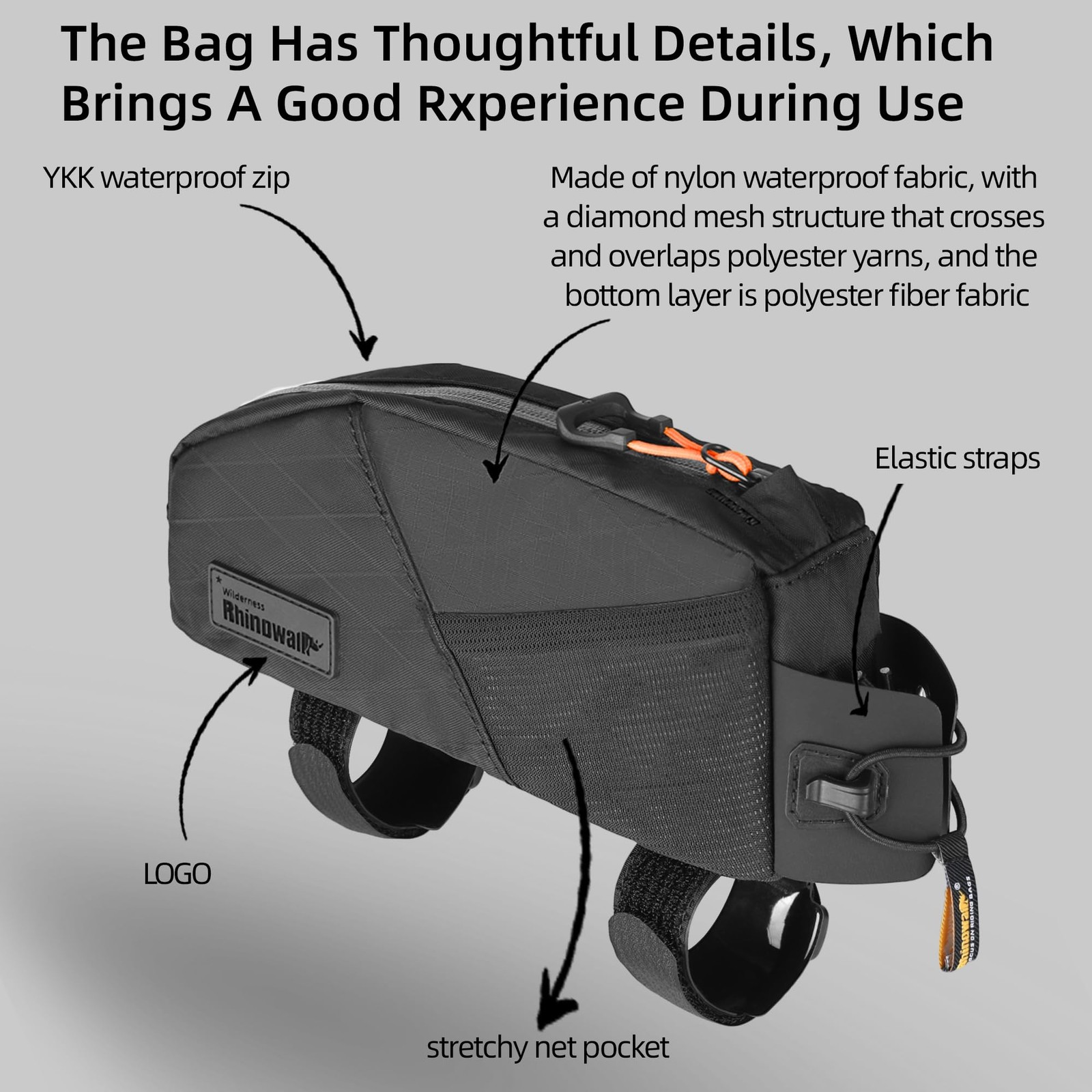 Bike Top Tube Bag Bicycle Front Frame Bag Waterproof Bike Bag 1.2L with Dual ...