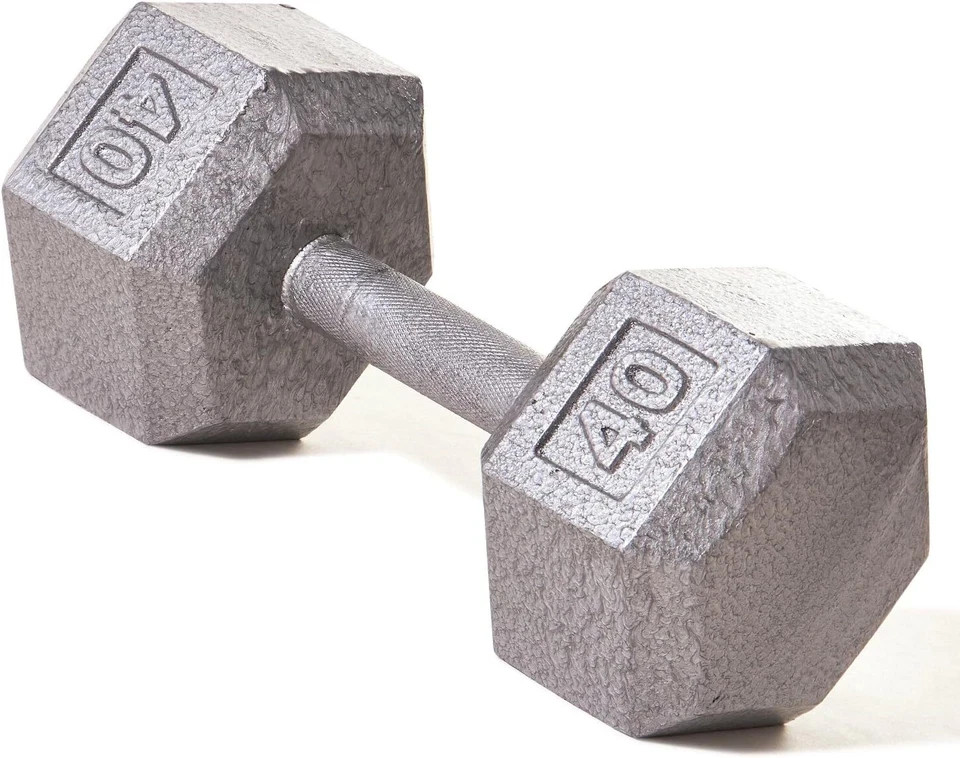 Champion Barbell Solid Cast Iron Hex Dumbbells No-Roll Head