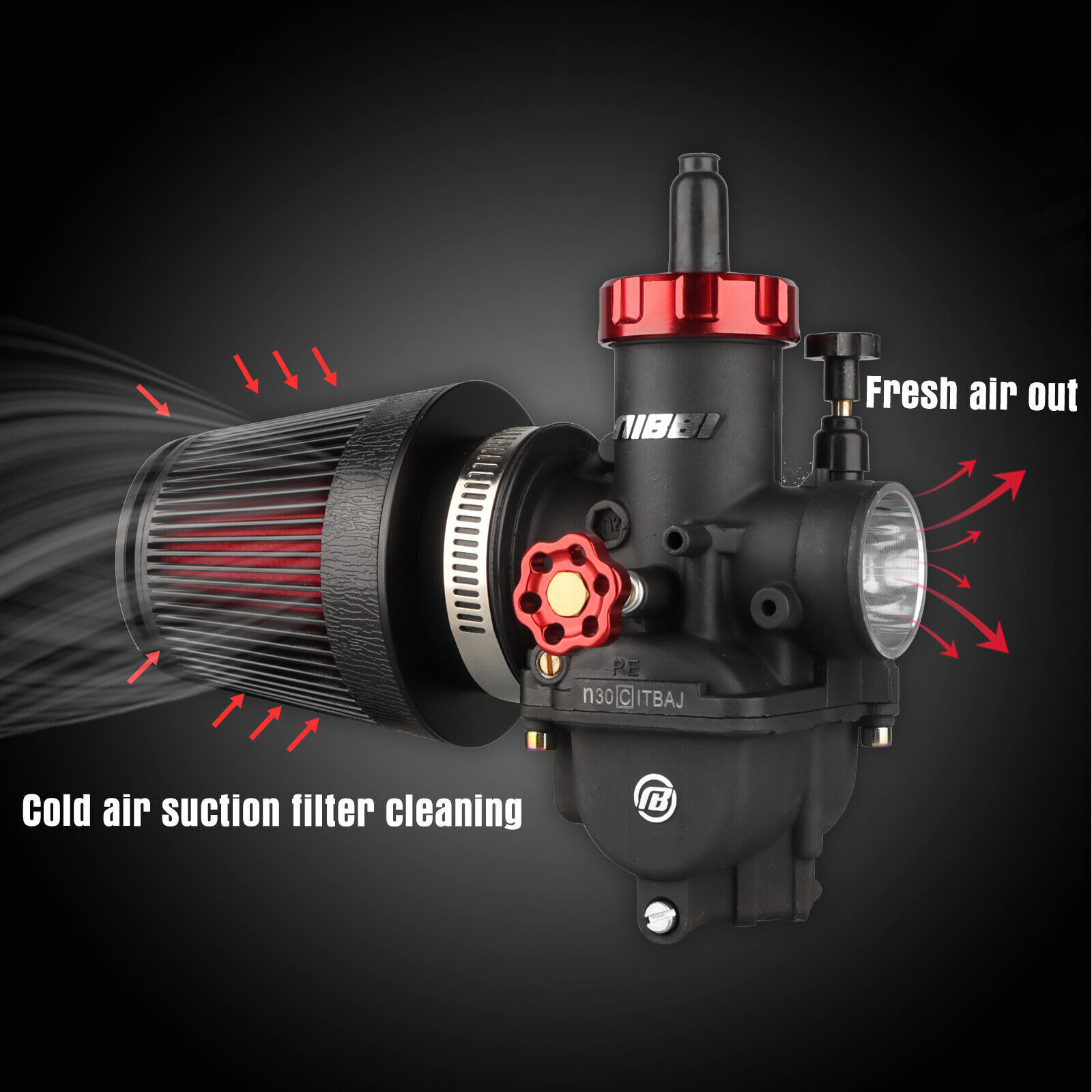 NIBBI Set of 4 High Flow Air Filter 54mm Pod For Honda CB650/750/900/1000/1100