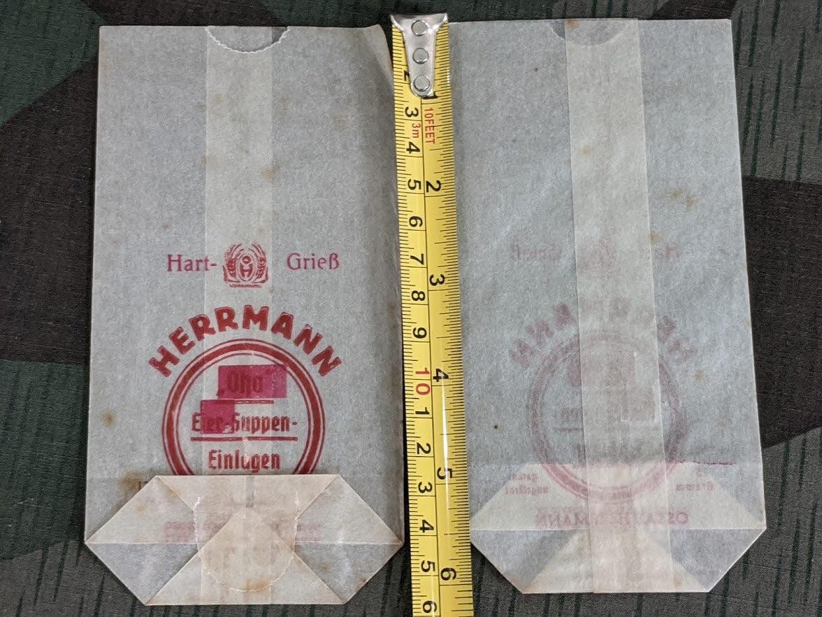 Vintage WWII German Egg Semolina Noodle Soup Bags (Lot of 2) 1940s Rationing Bag