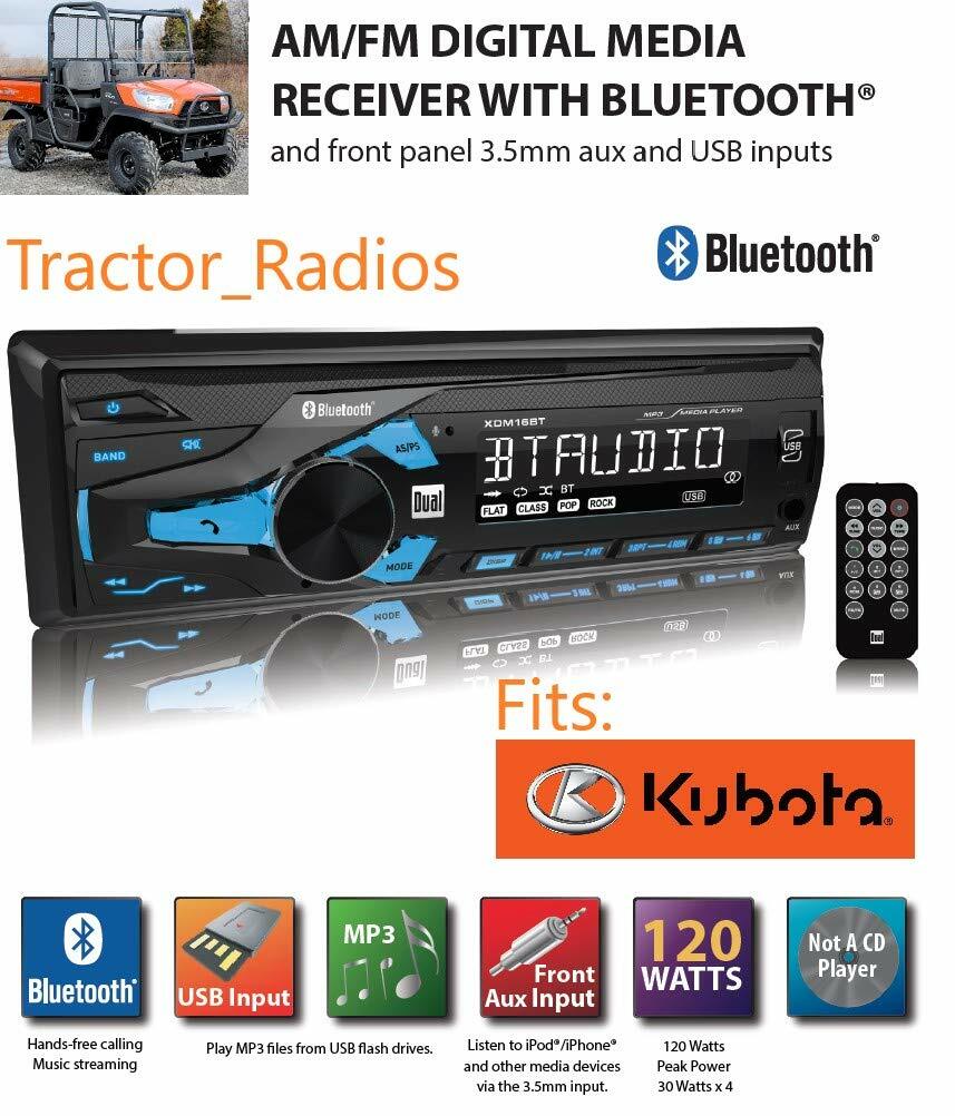 Plug & Play Kubota Tractor Radio AM FM Bluetooth RTV 1100 RTX 1100C B2650 LX2610