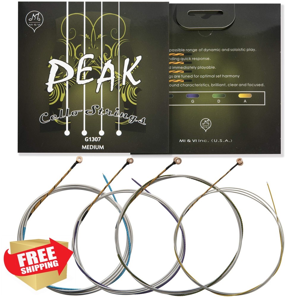 MIandVI Classic Cello Strings 3/4 Scale Medium German Steel Ball-End