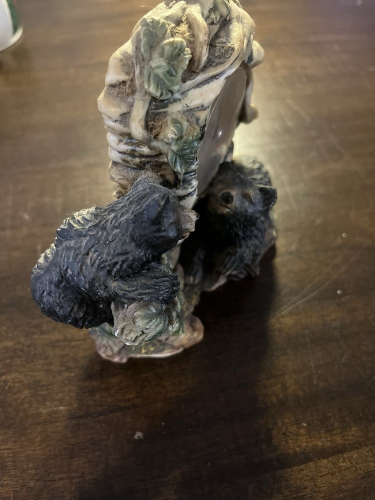 Vintage Small Black Bear Resin Clock Untested