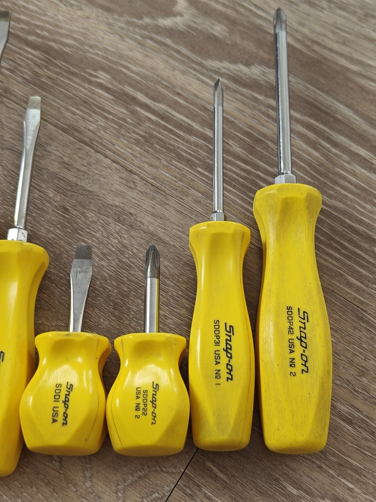 Snap On Tools USA 8pc Yellow Hard Handle Screwdriver Set Phillips Flat