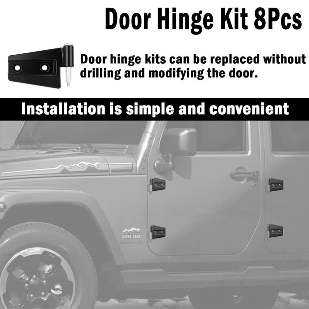 16pcs Inner & Outer Door Hinges Set Powder Coat For Jeep Wrangler JK 2007-2018
