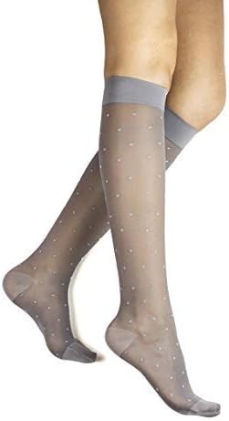 Dr. Comfort Sheer Dot Patterned Knee High 15-20 mmHg Ash Medium