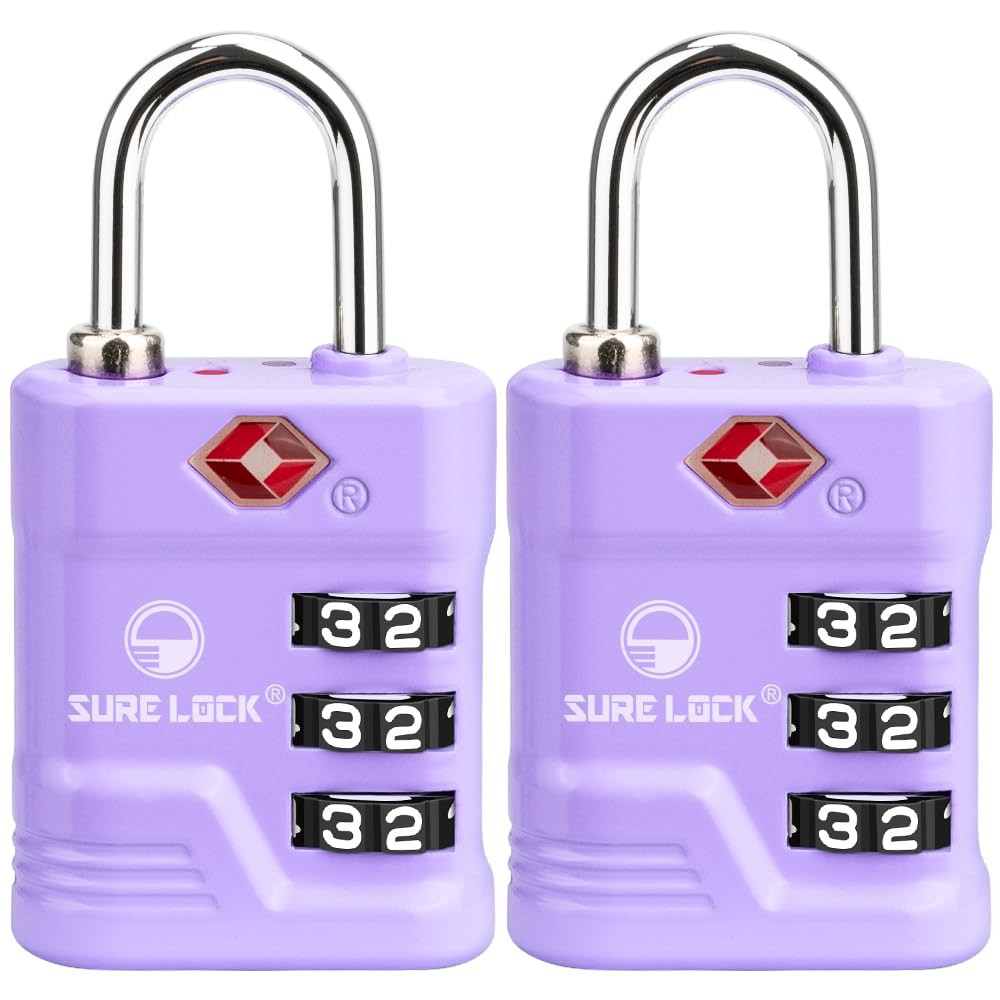 TSA Approved Luggage Lock – 3-Digit Resettable Combination Padlock with Open ...