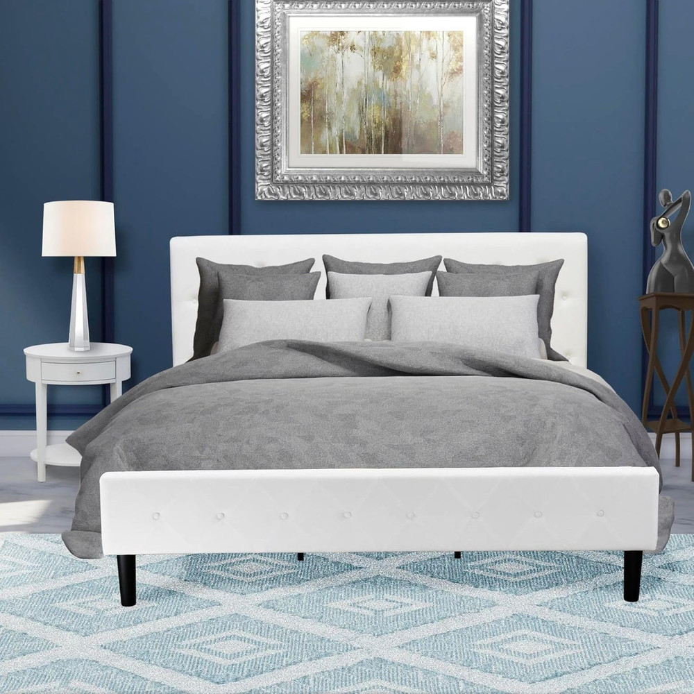 King Size Button Tufted Bed & Urban Gray Nightstand Bedroom Set