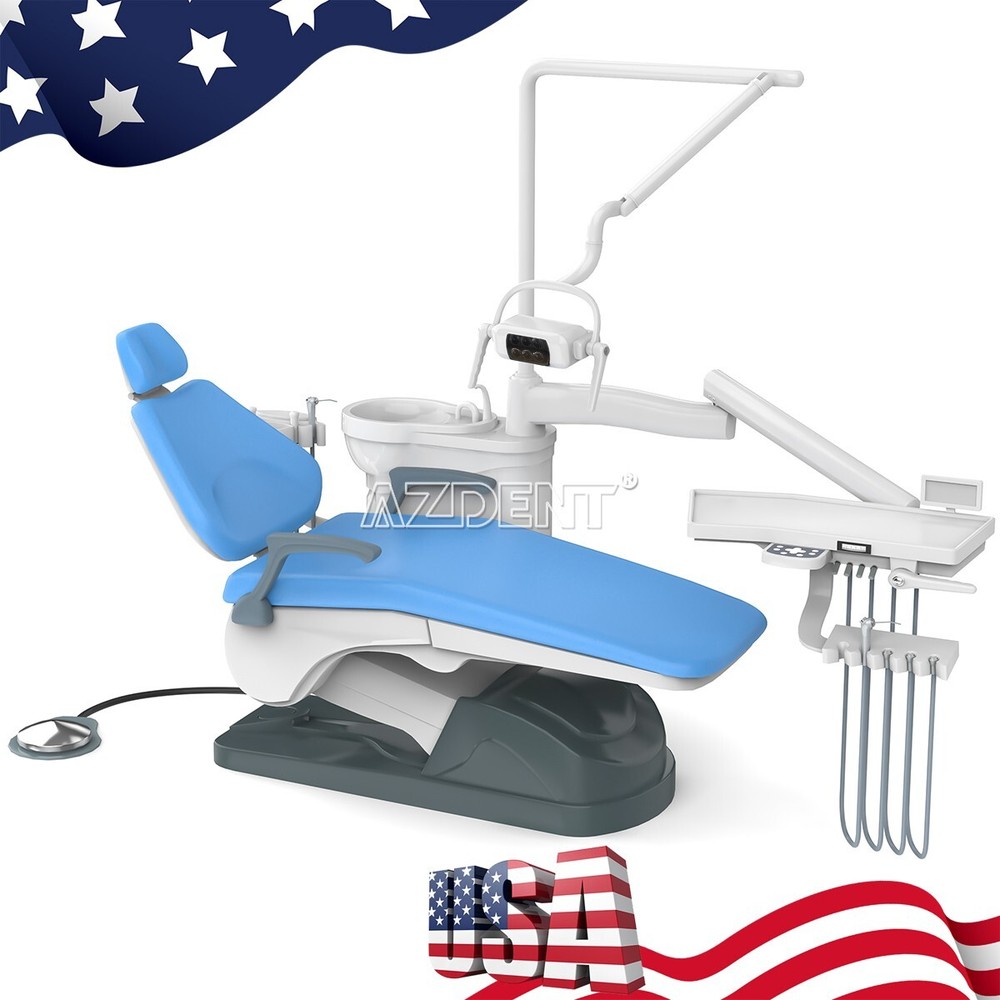 Dental Unit Chair DC Motor Computer Controlled PU Hard Leather+Assistant Stool