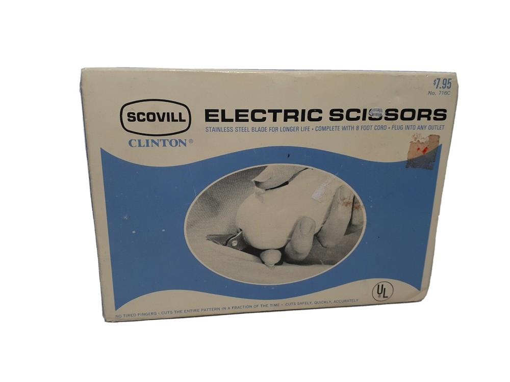 Vintage Scovill Clinton 716c Electric Scissors, 8ft Cord