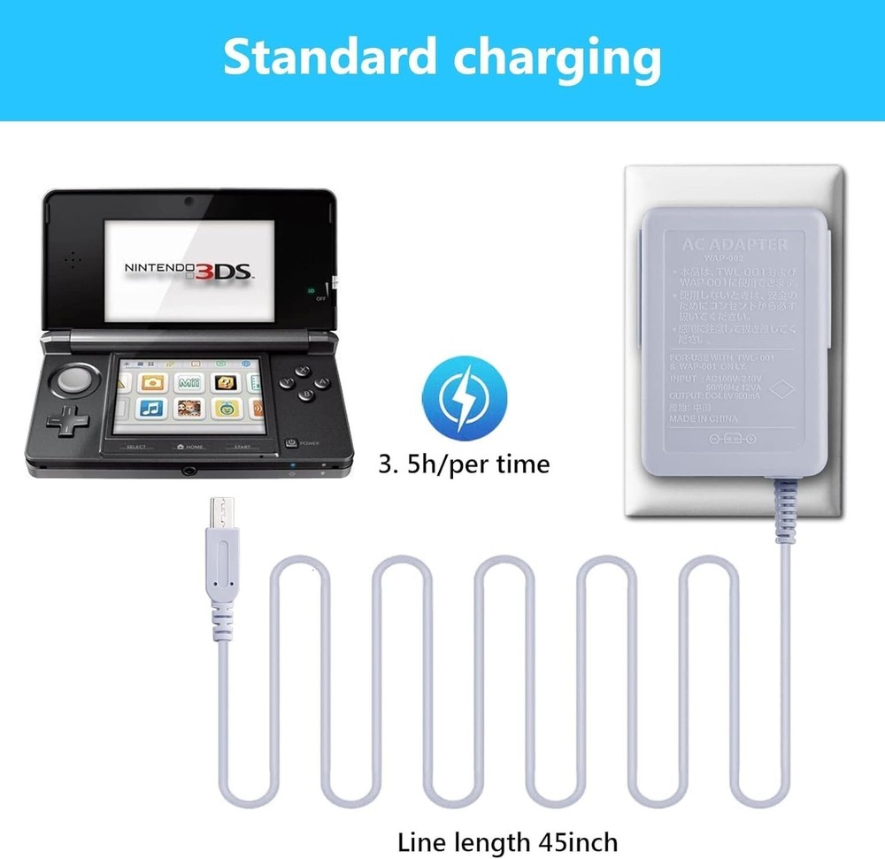 2-Pack 3DS & Dsi Charger Compatible with Nintendo, Foldable Plug