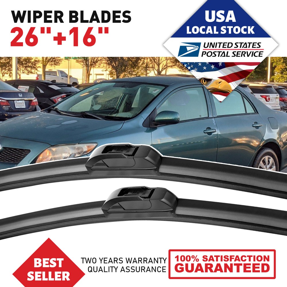 26"&16" Windshield Wiper Blades Premium OEM Hybrid silicone J-Hook High Quality