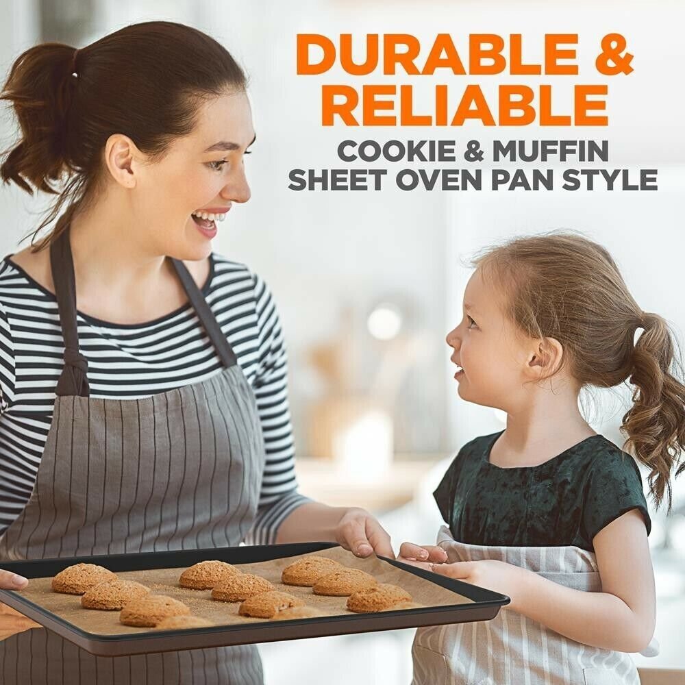 NutriChef 8pcs. Stackable Carbon Steel Bakeware Sets Non-Stick Coating (Brown)