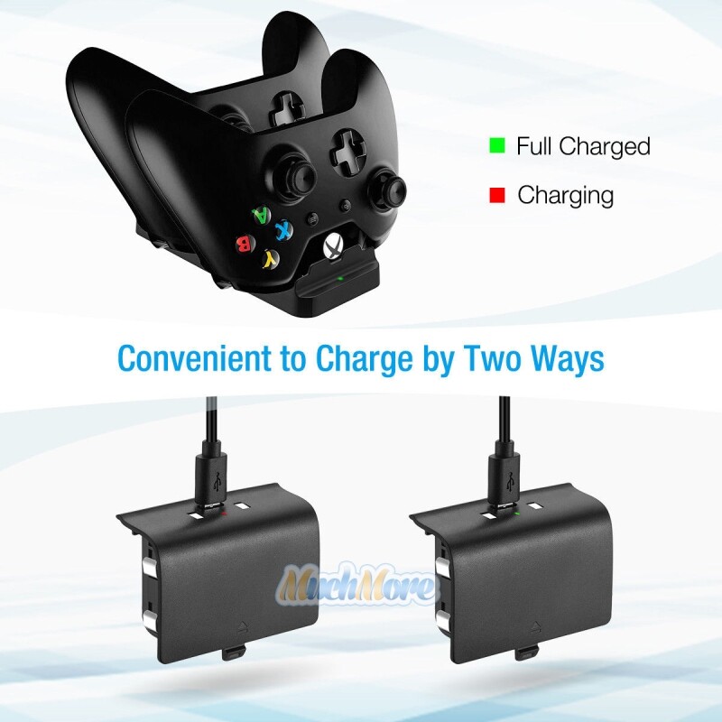 For XBOX ONE/X/S Controller Dual Charging Dock Charger+2xRechargeable Battery