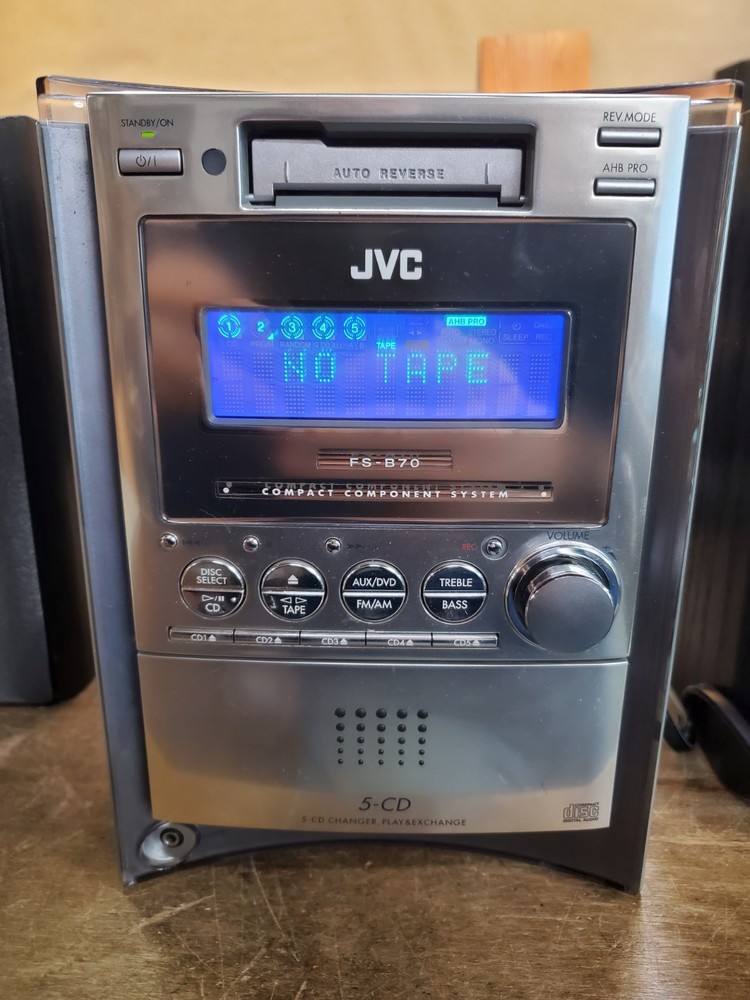 JVC FS-B70 AM/FM Cassette 5-Disc CD Changer Micro System Head Unit and Remote