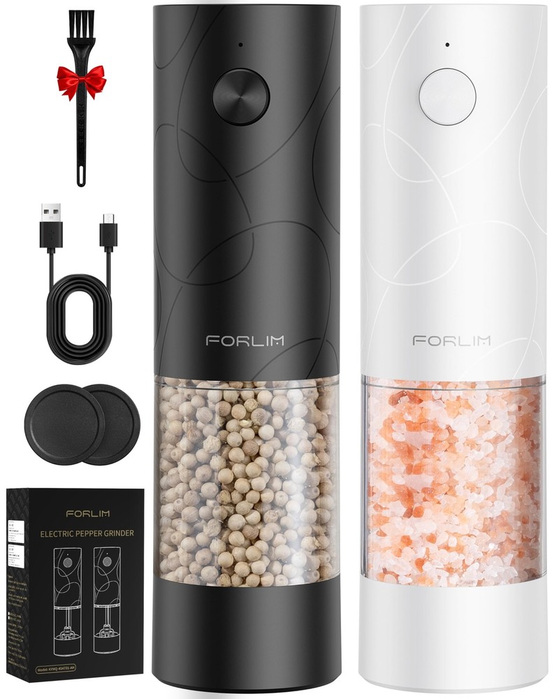Electric Salt and Pepper Grinder Set, USB Rechargeable, Automatic Salt Pepper...