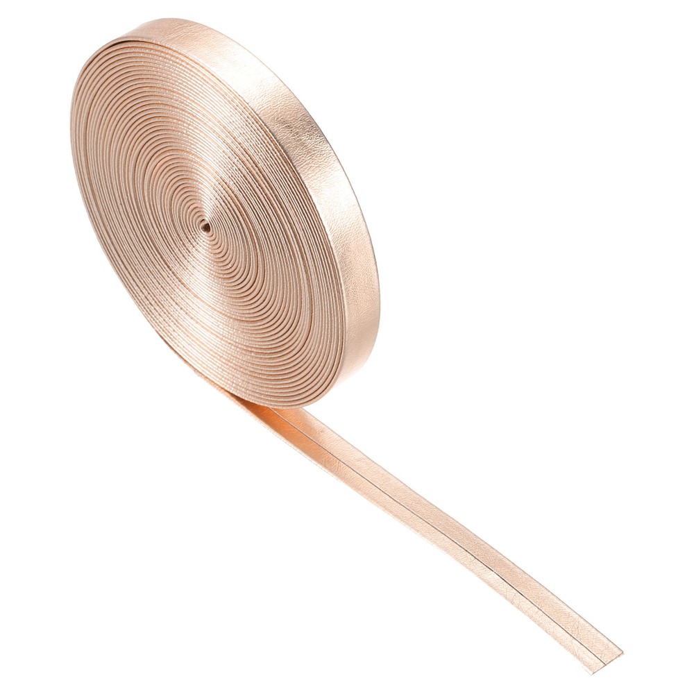 Metallic Leather Strip, Rose Gold Wide Flat Leather Strap, 197" x 0.28"