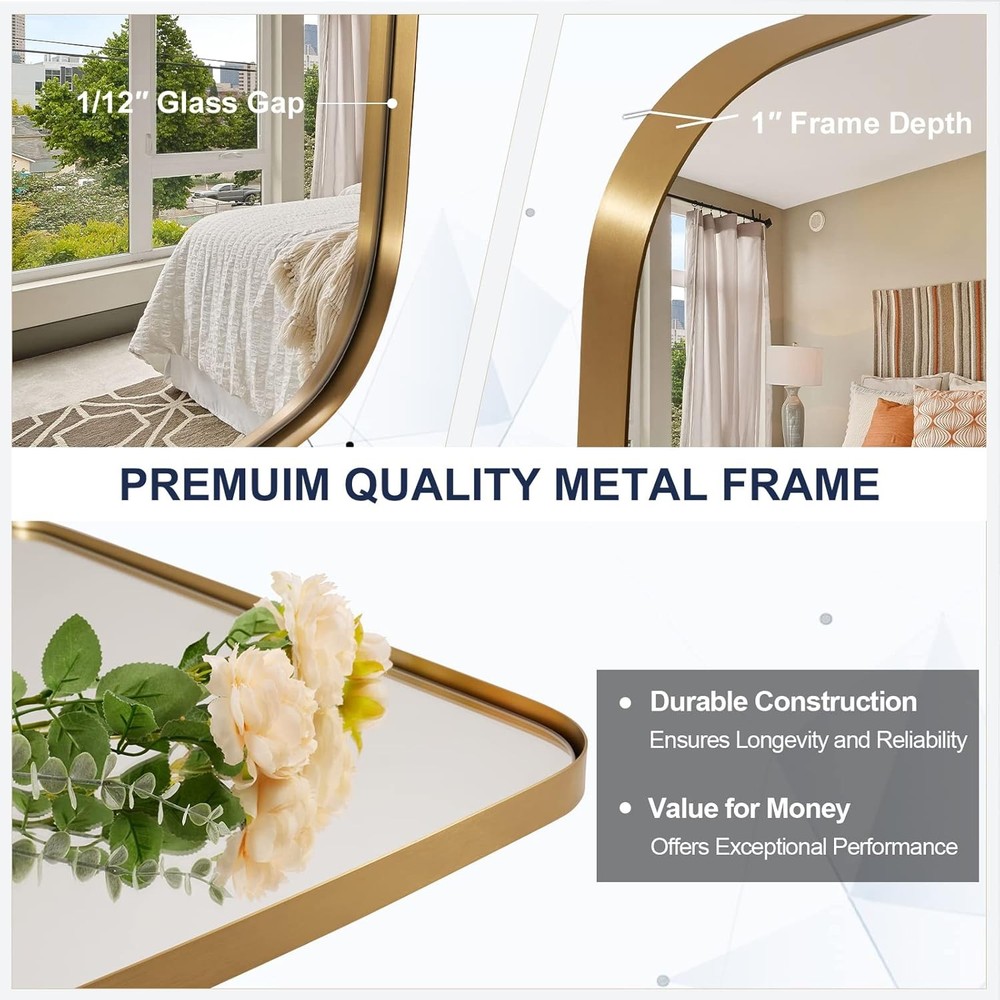 Brushed Gold Oval Bathroom Mirror 24x36 Stainless