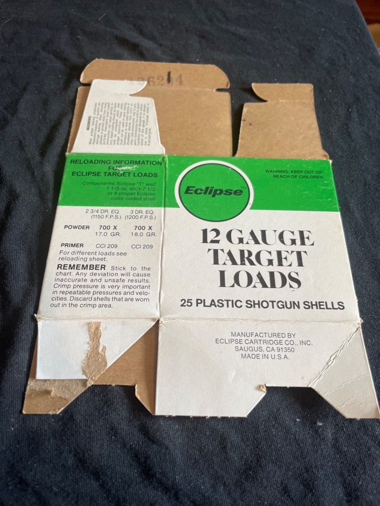 Lot of 3 Eclipse 12ga. empty shot shell boxes
