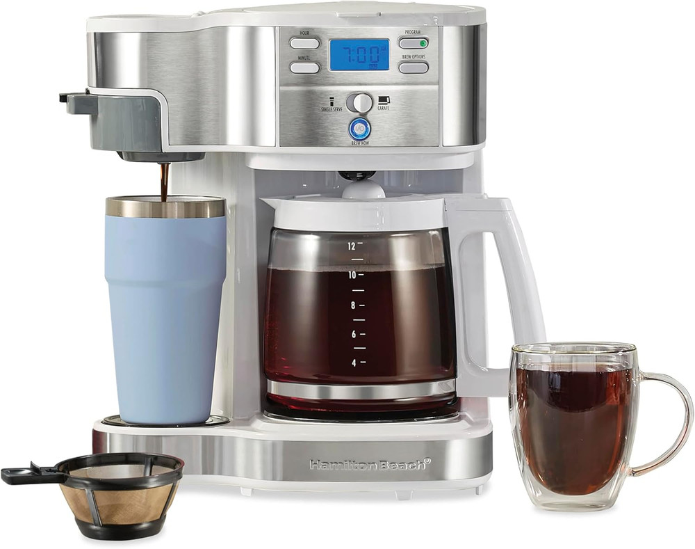 2-Way Programmable Coffee Maker, 12 Cup Glass Carafe and Single Serve Coffee Mak
