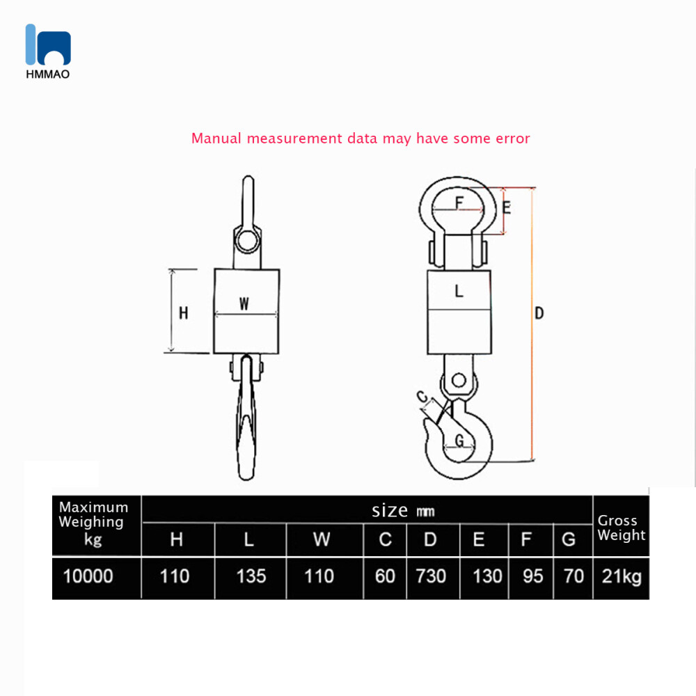 Wireless Remote Digital Electronic Hanging Crane Scale with Handheld Meter 10T
