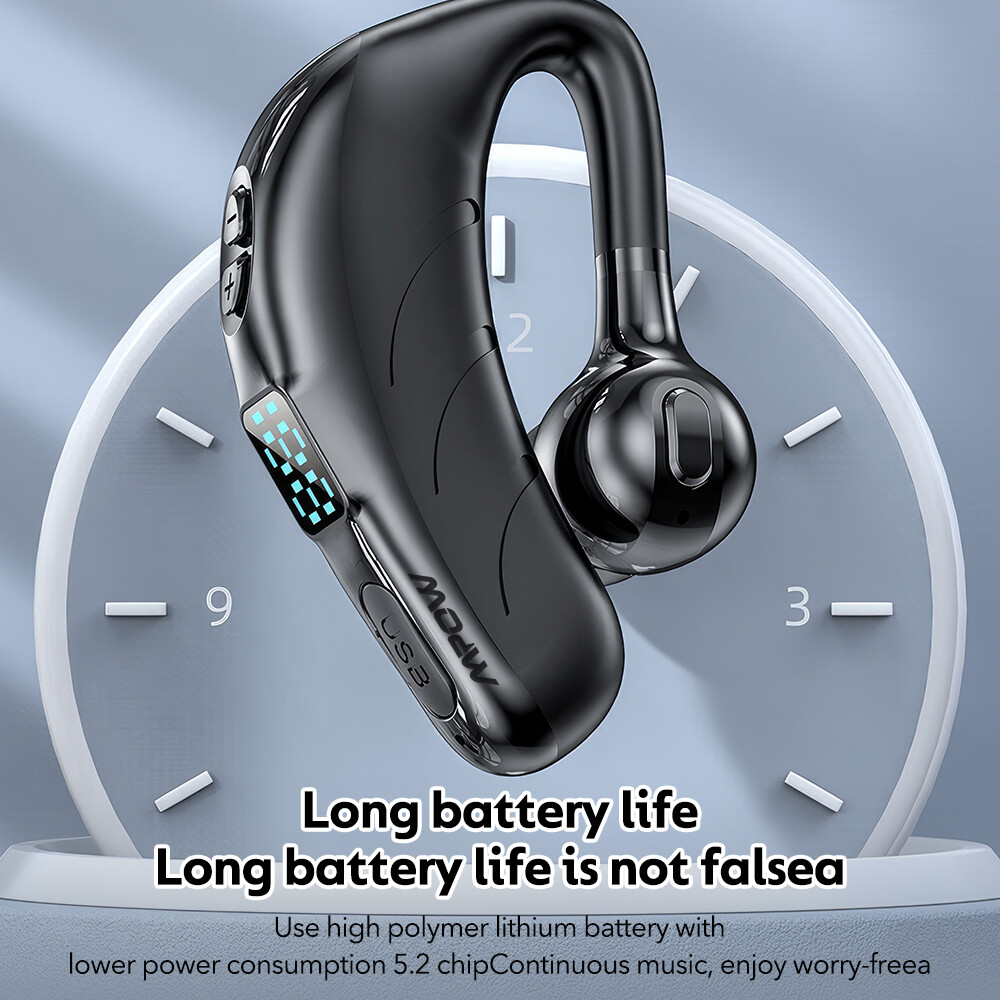 Bluetooth 5.2 Headset, Wireless Earpiece Single Ear Headphones for Cell Phone PC