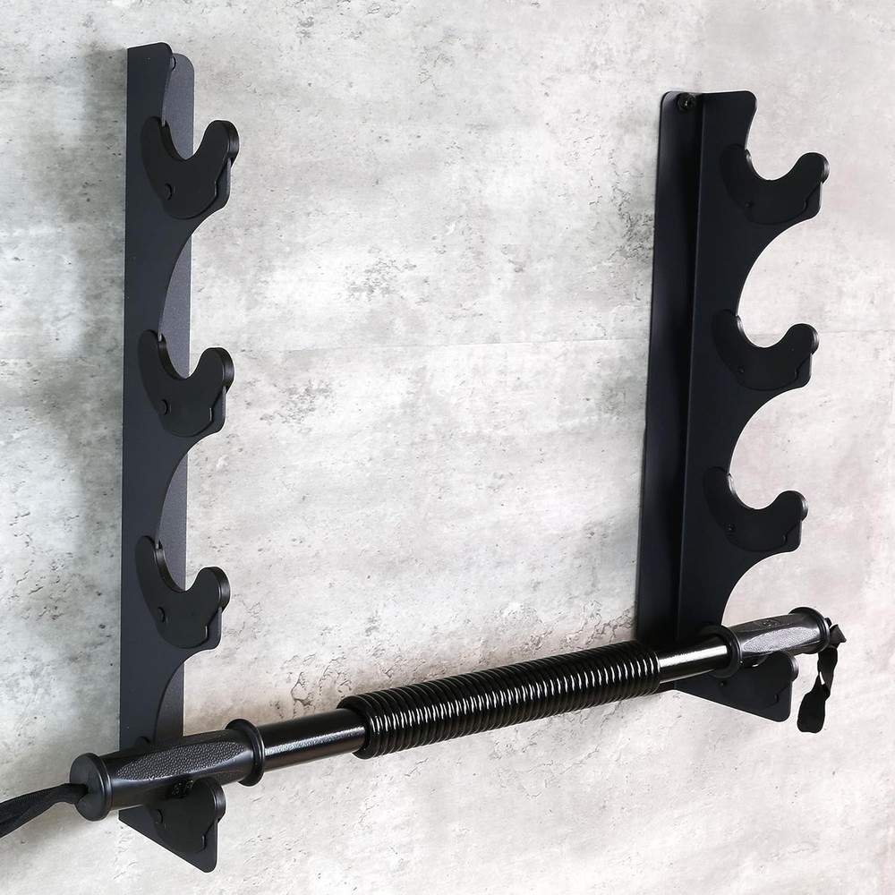 Wall-Mounted Barbell Rack - Holds 4 Weight Bars, Space-Saving Design