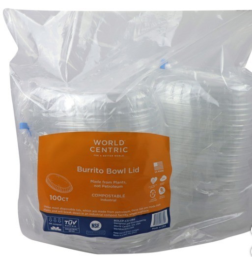 BURRITO BOWL LIDS (COMPOSTABLE) 100 count, 32 oz