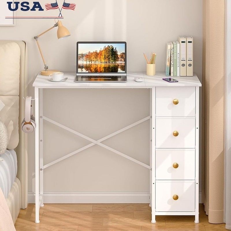Small Office Desk W/ 4 Drawers Sturdy Computer Writing Table Easy Assembly New