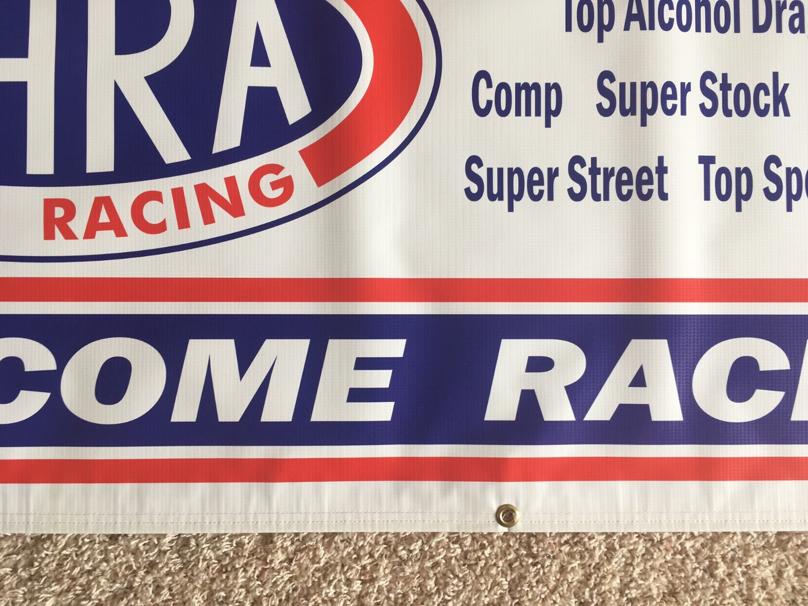 NHRA WELCOM RACE FANS - Garage Banner Sign (Large 2'x5')