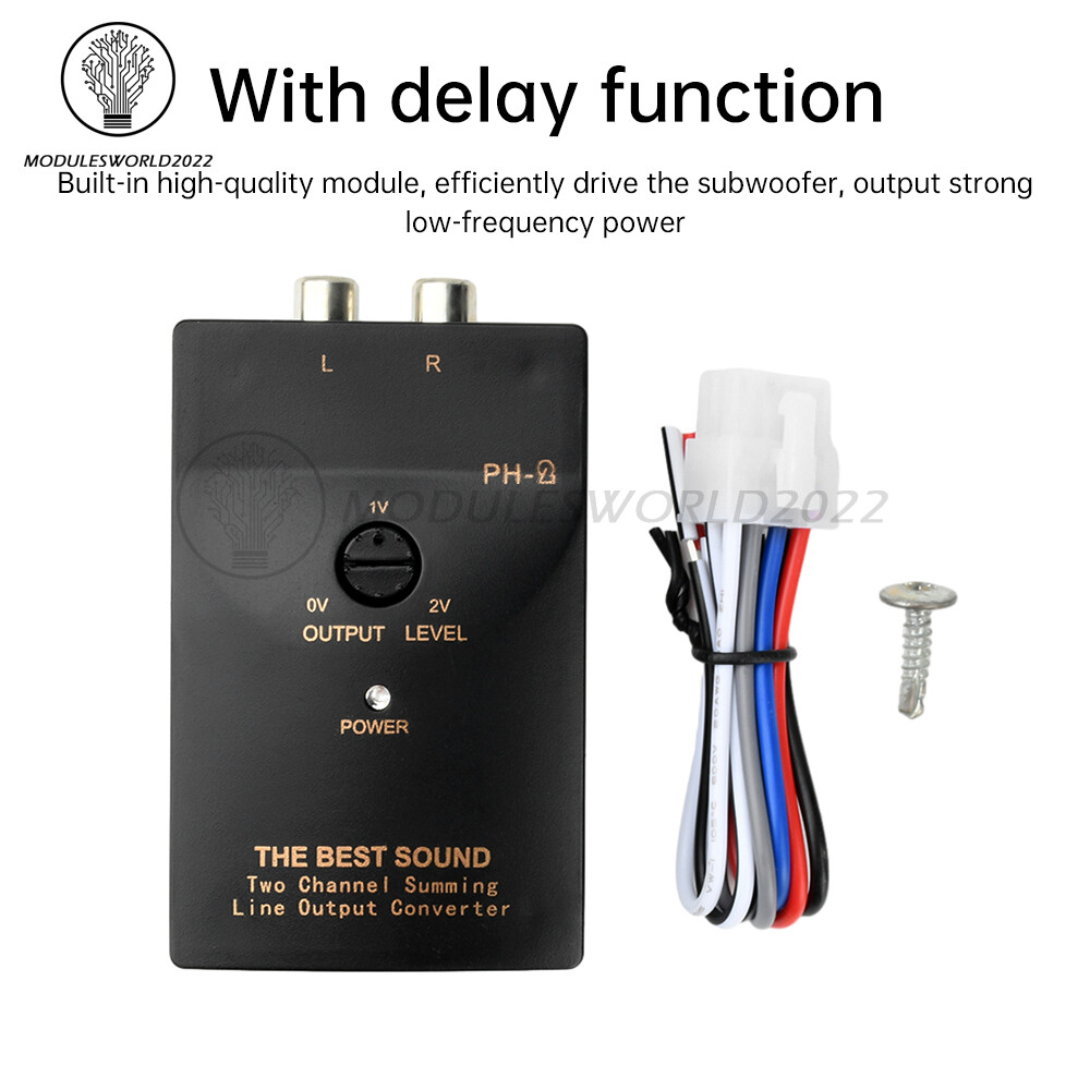 PH-2 Level Car Speaker High to Low Subwoofer Audio Converter With Delay Function