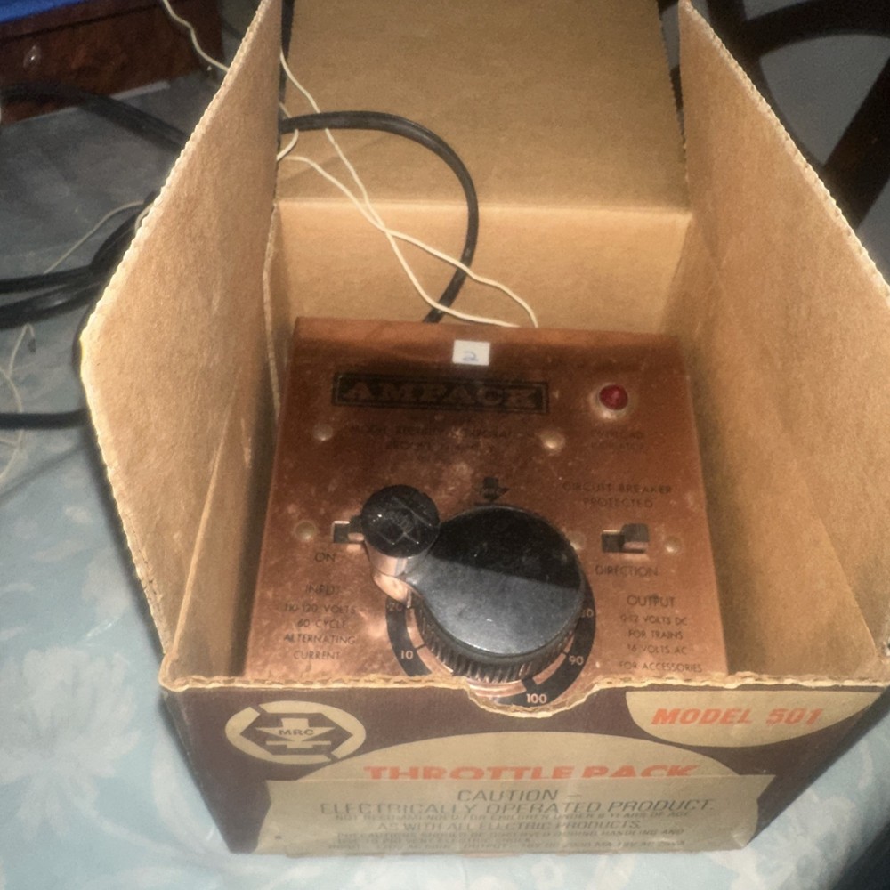 MRC Throttlepack #501 HO Train Control Transformer Model Railroad Original Box