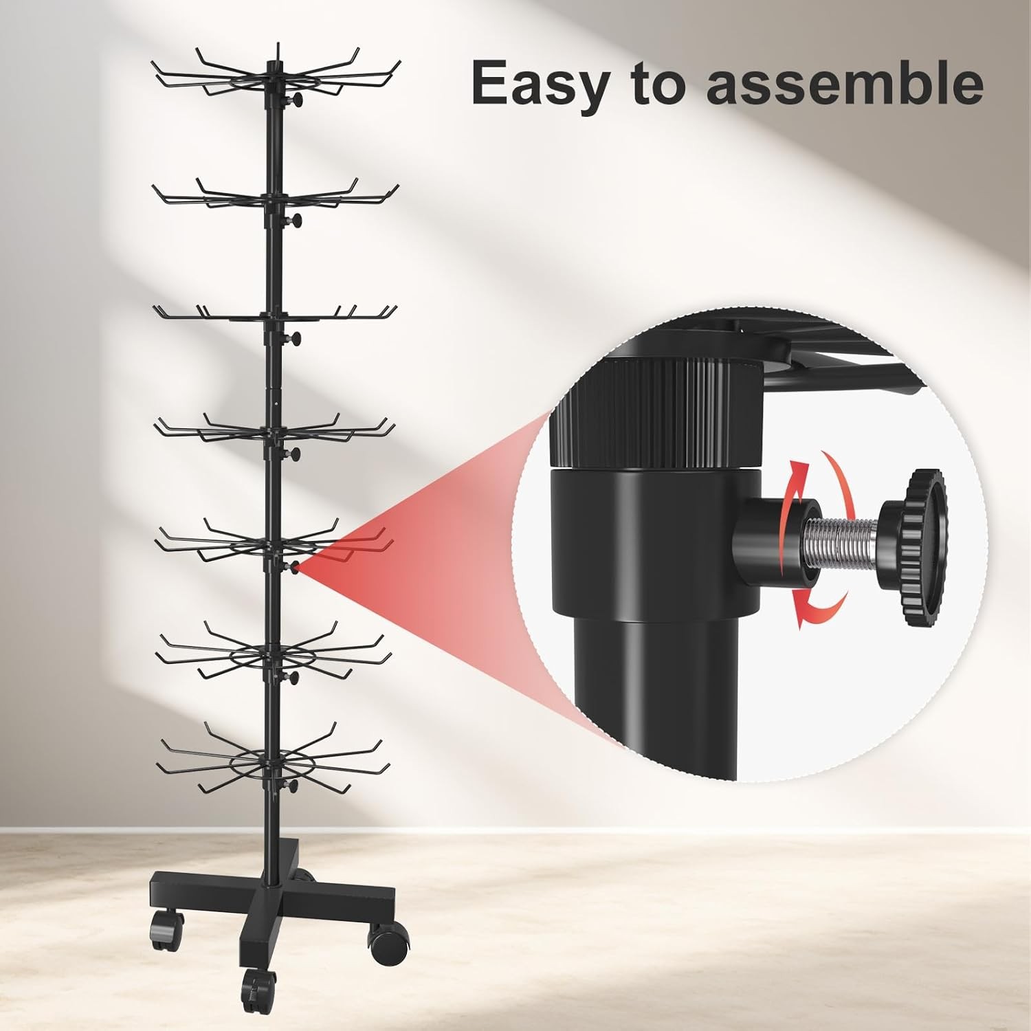 Retail Rotating Display Stand 7 Tier Rack W/ Hooks for Store Spinner Key Jewelry