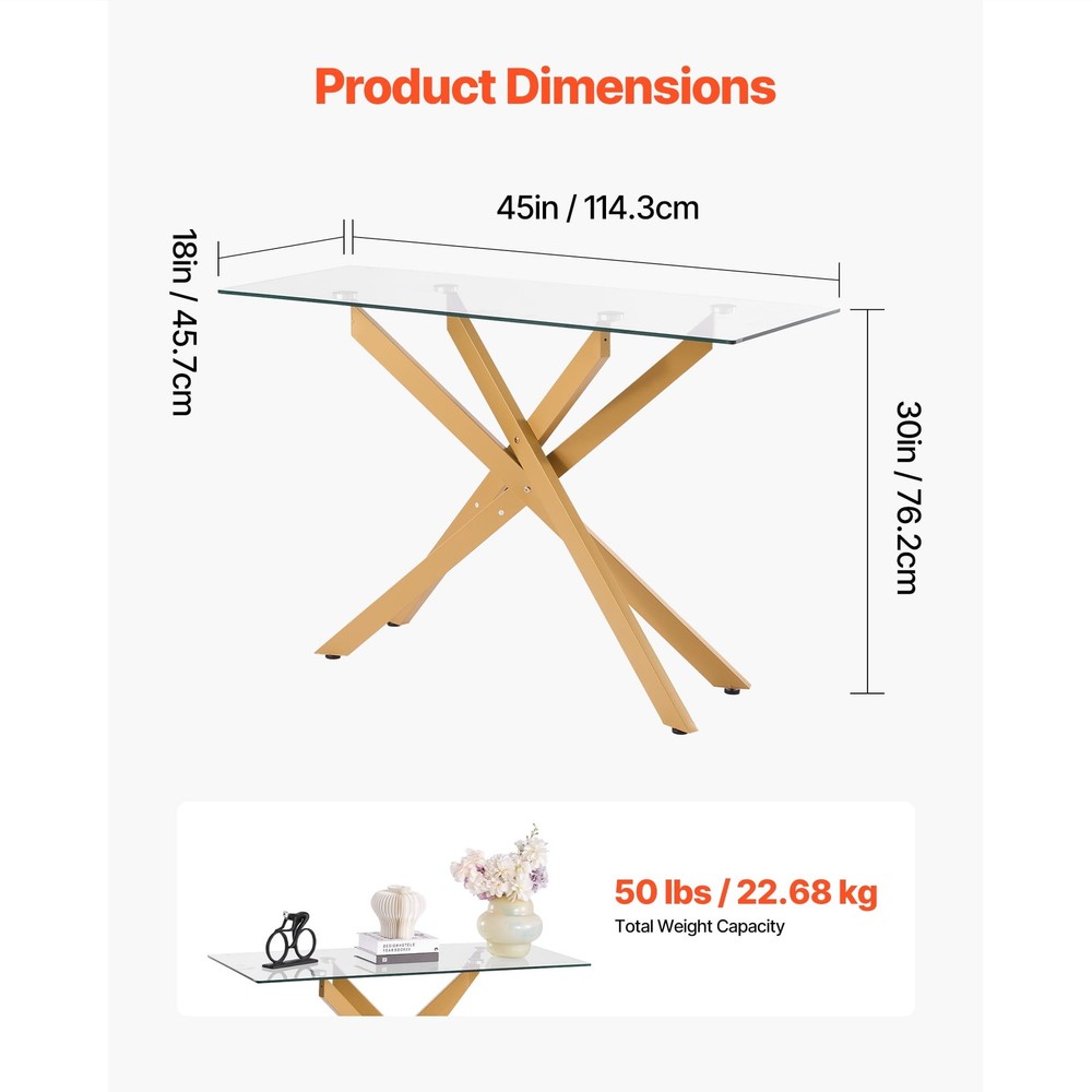 Modern Glass Coffee Table Rectangular Sofa Side Table W/ Tempered Glass Top &