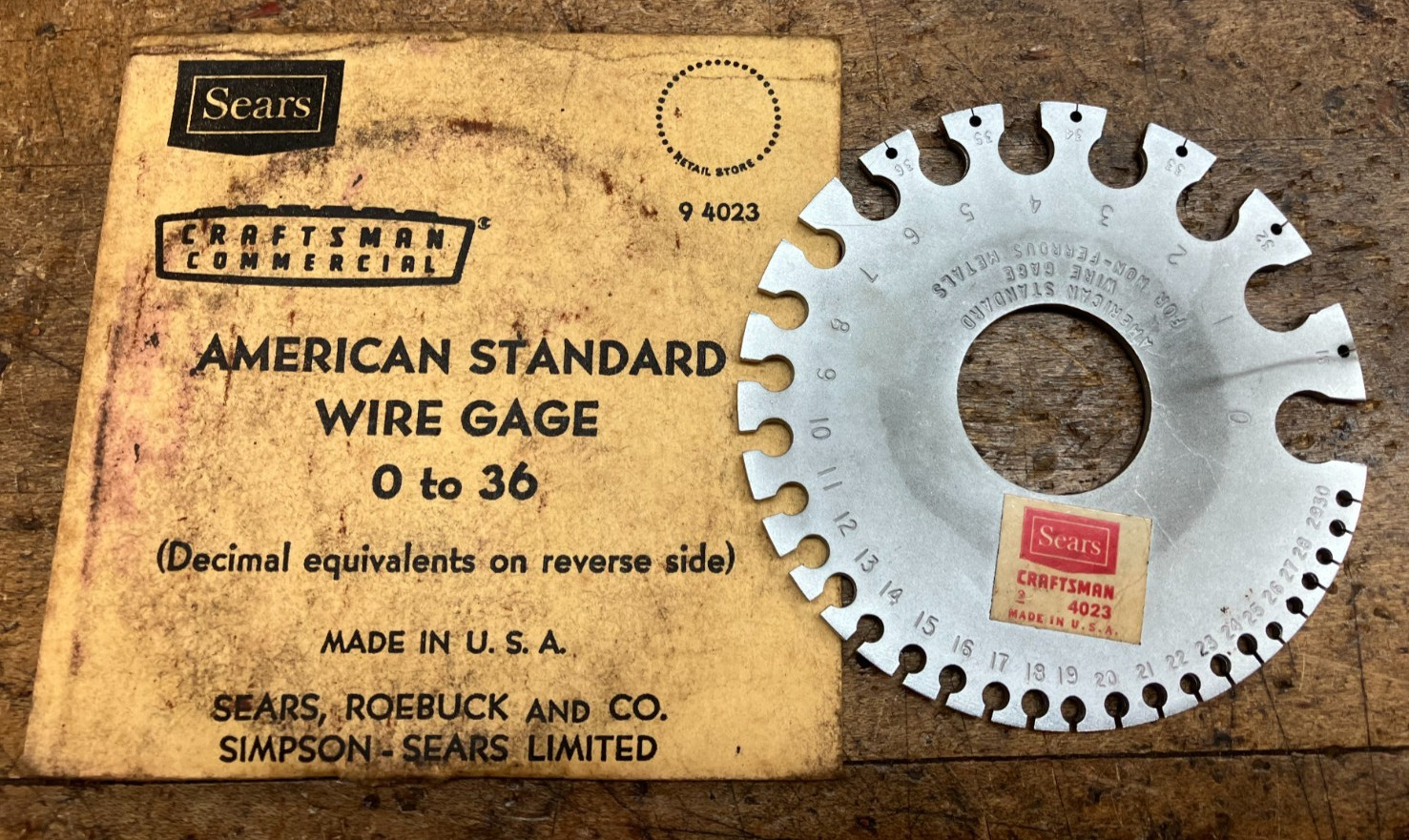 1972 Craftsman American Standard Wire Gauge 4023