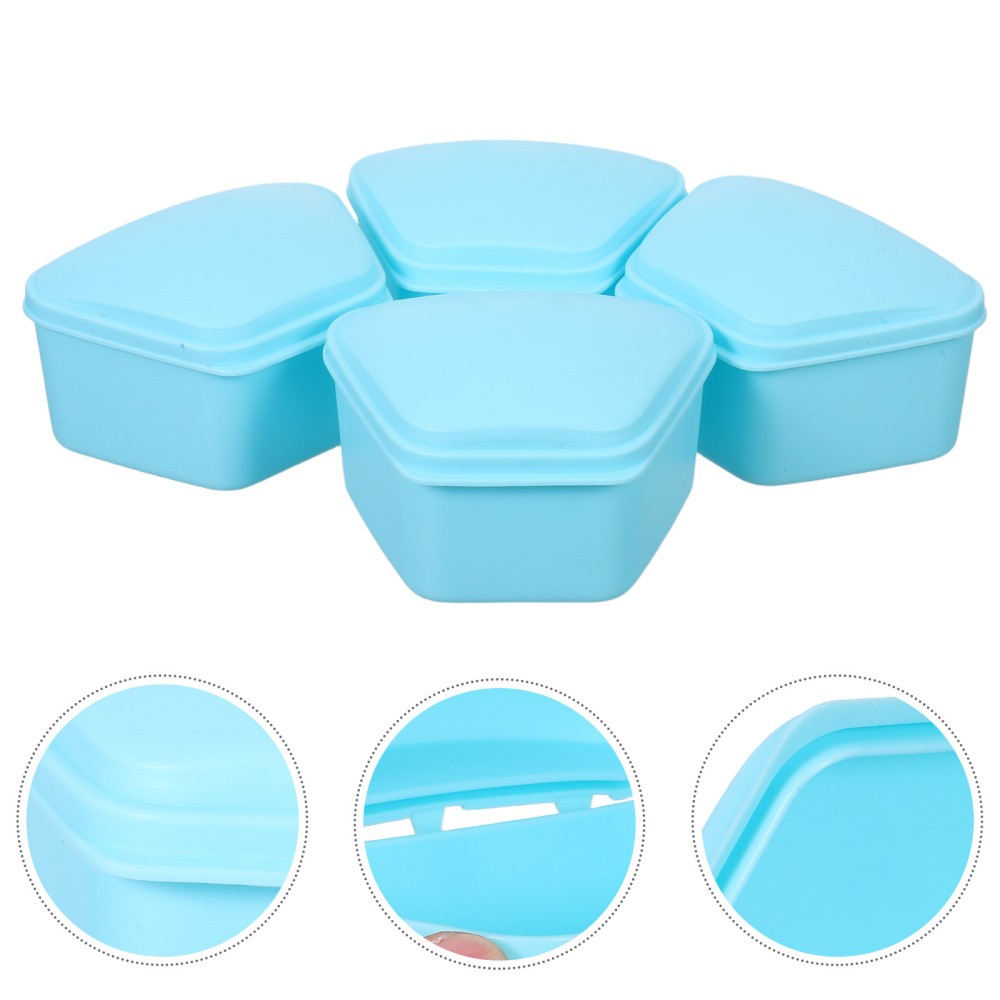 4 Pcs Retainer Box Storage Case Braces Organizer Denture Soaking Container