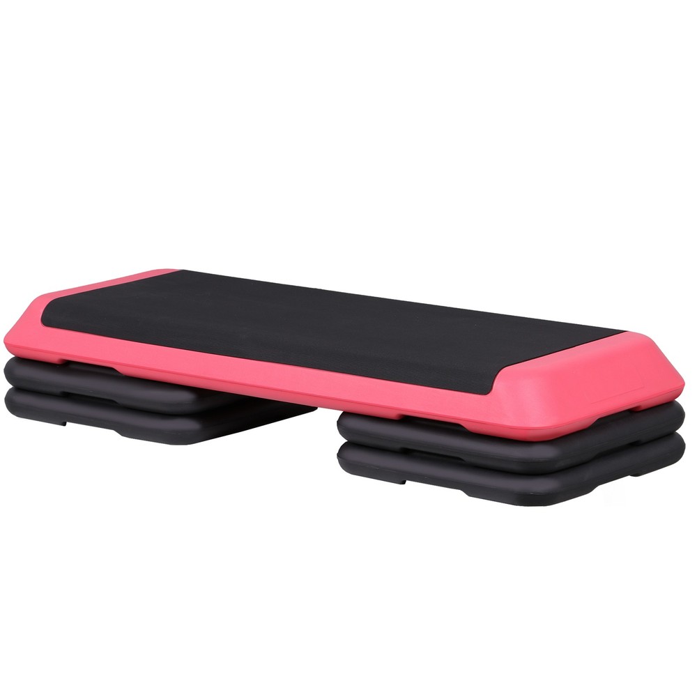 43'' Aerobic Step Platform Adjustable Exercise Workout Stepper w/4 Risers Pink