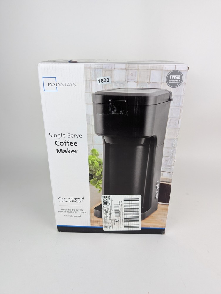 Mainstays Single Serve Coffee Maker - Grounds & Pods - Black Matte