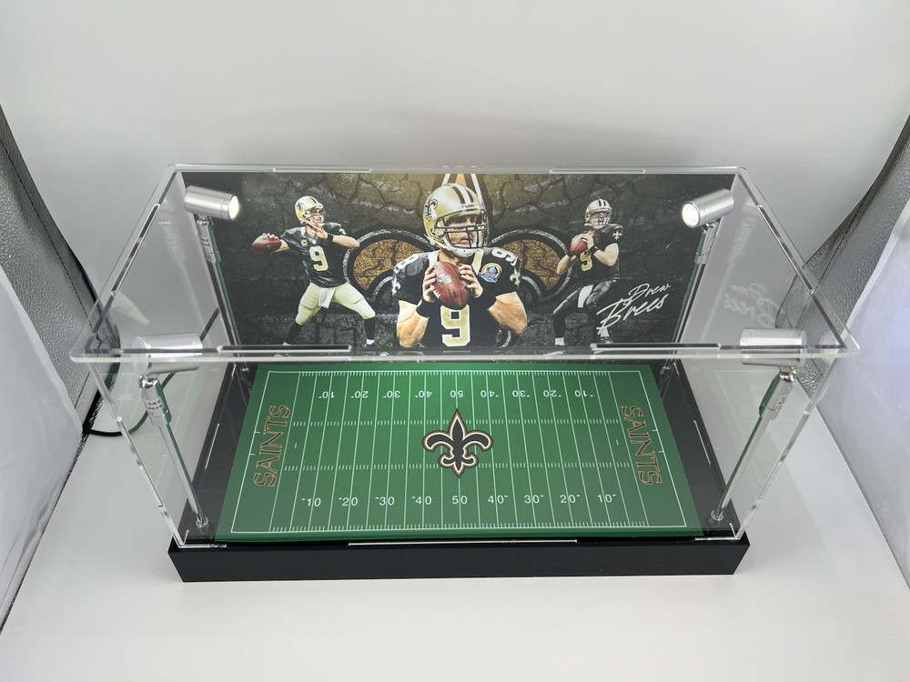 Drew Brees - Saints - Custom 2 Mini Helmet Display Case W/ LED Lights