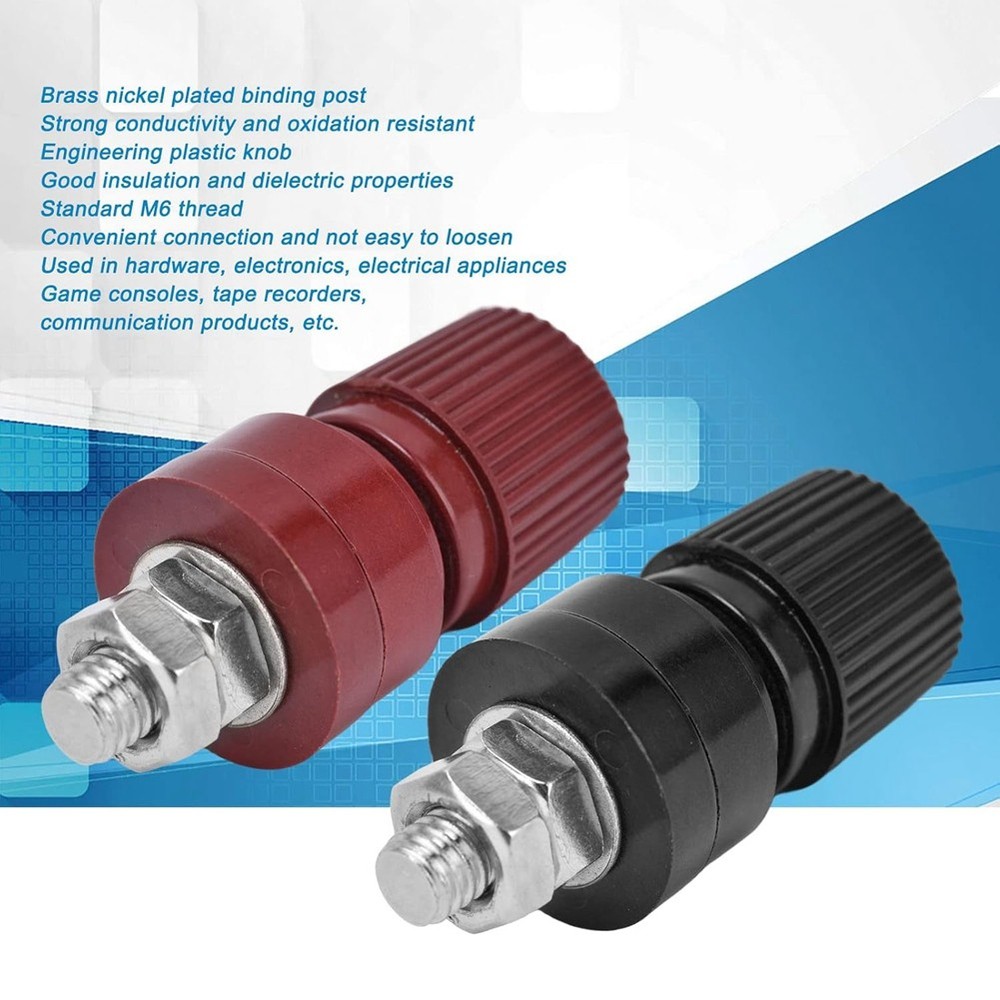 5 Pairs Brass Plated Binding Posts, M6 Thread Terminal, Wide Application,4312