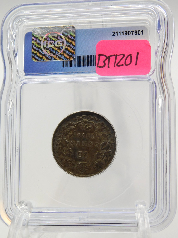 1870 CANADA TWENTY FIVE CENT ICG AU50 (BT1201)
