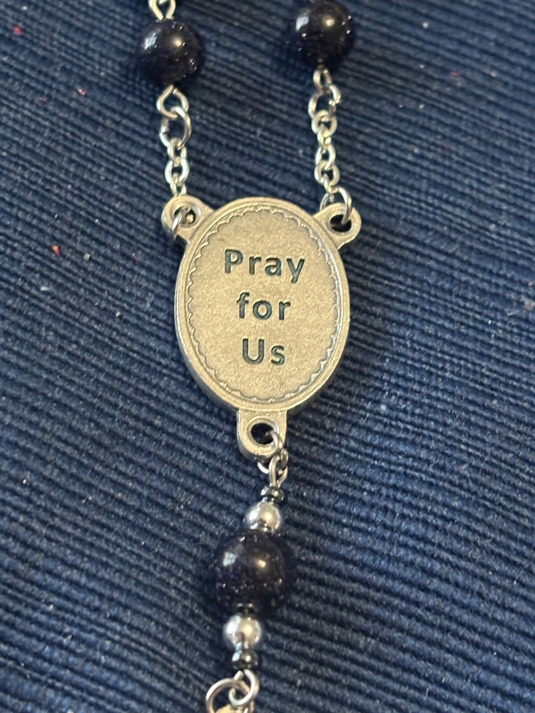 Handmade Blue Stone St. Christopher One Decade Pocket Catholic Rosary