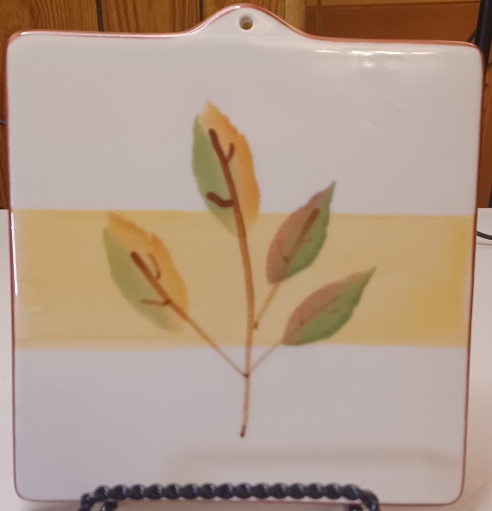 HARTSTONE POTTERY STONEWARE TRIVET Spring Leaves Pattern