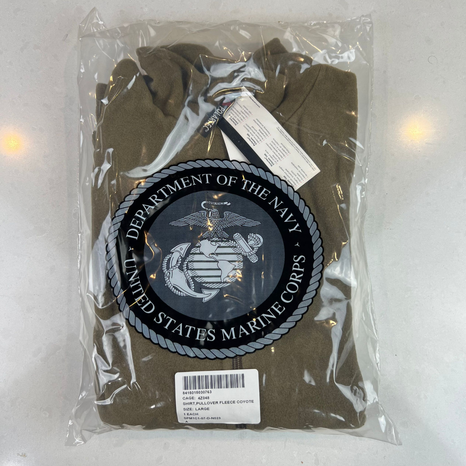 NEW USMC coyote brown pullover Polartec 100 fleece jacket size Large