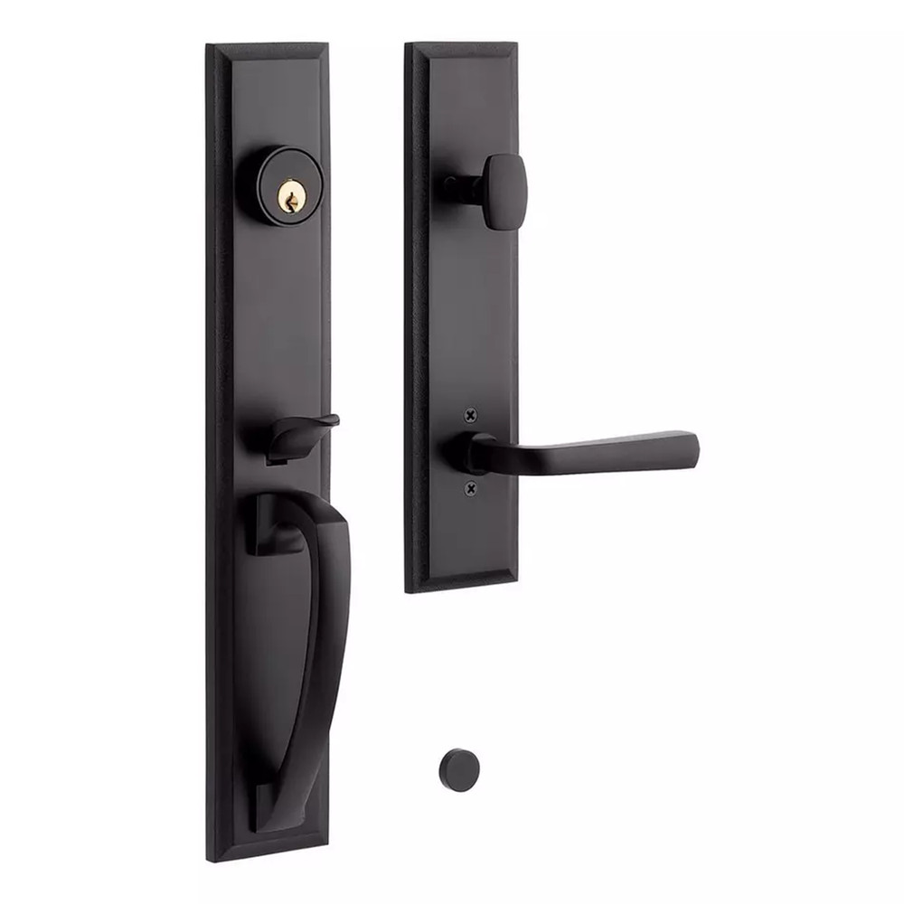 Solid Brass Entrance Door Set - Lever Handle-NO BACKSET-Matte Black