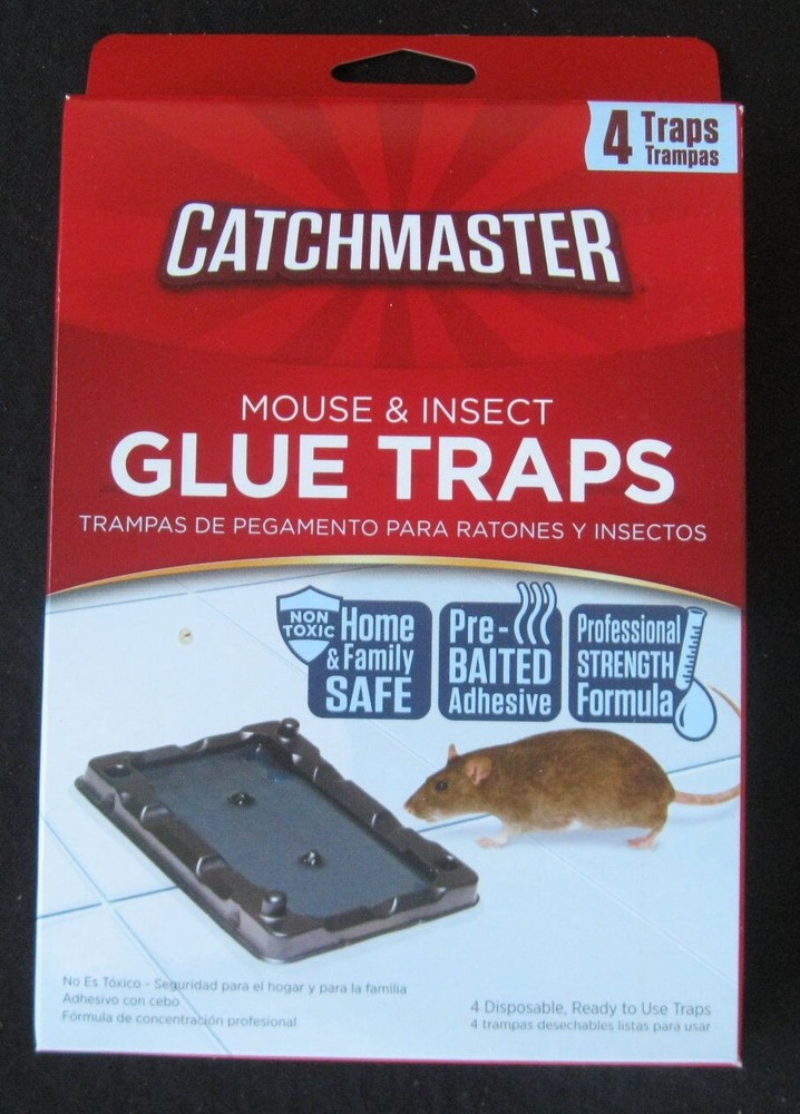 Catchmaster Mouse & Insect Glue Traps, Baited, 4-Pk