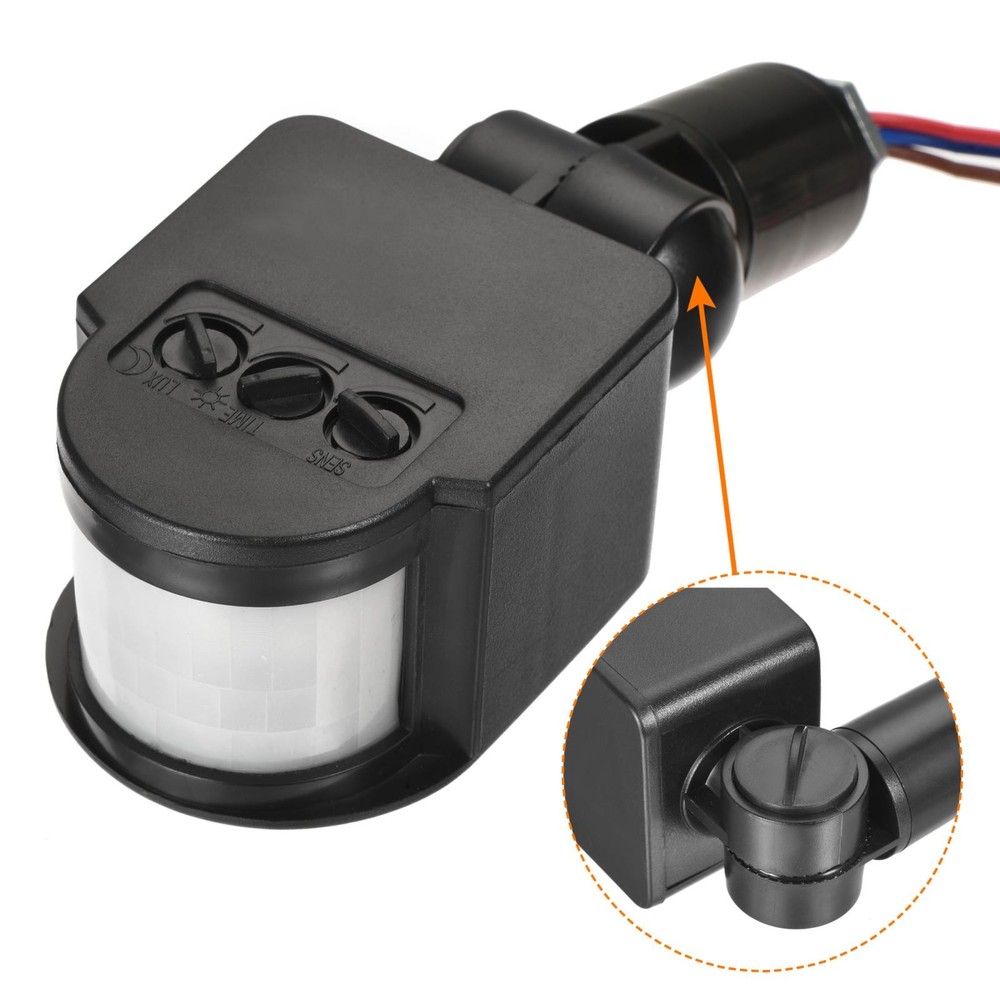 Motion Sensor 12V Infrared PIR Detector Switch Wall Mount Black