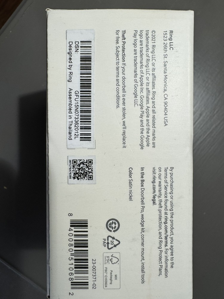 Ring video doorbell pro wired (unopened box)