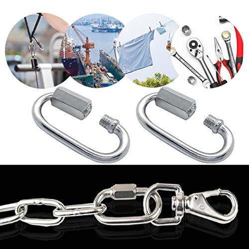 16PCS 5mm Chain Connector Oval Locking Carabiner Clip Threaded Quick Link